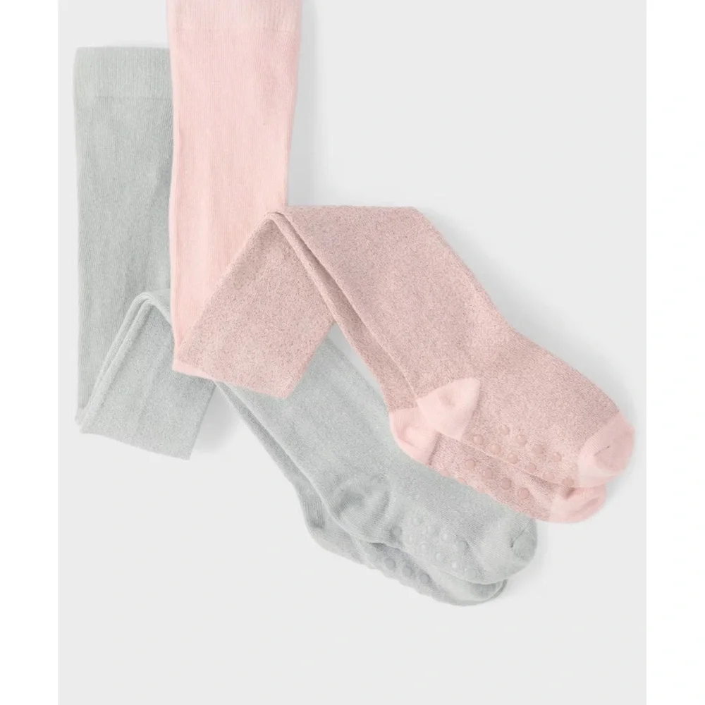 Kids Soft Pink and Gray Tights.  Sz 10-12. Nwt
